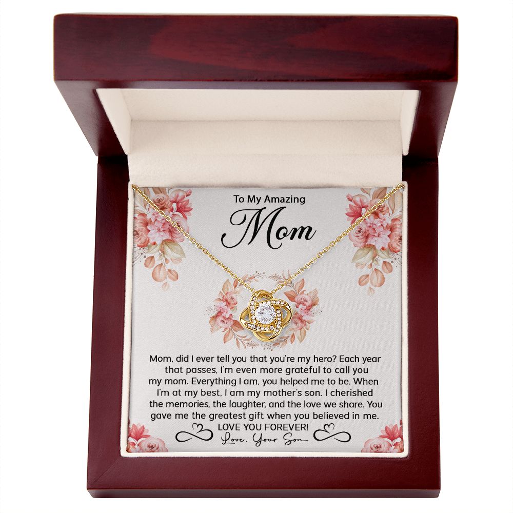 Mom Son My Hero Love Knot Necklace