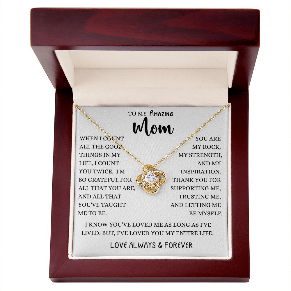 Amazing Mom Good Things Love Knot Necklace