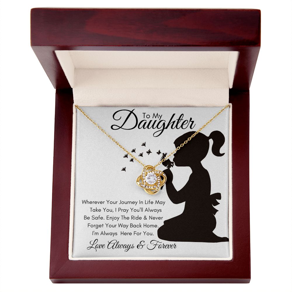 Daughter Silhouette Journey / Love Knot Necklace