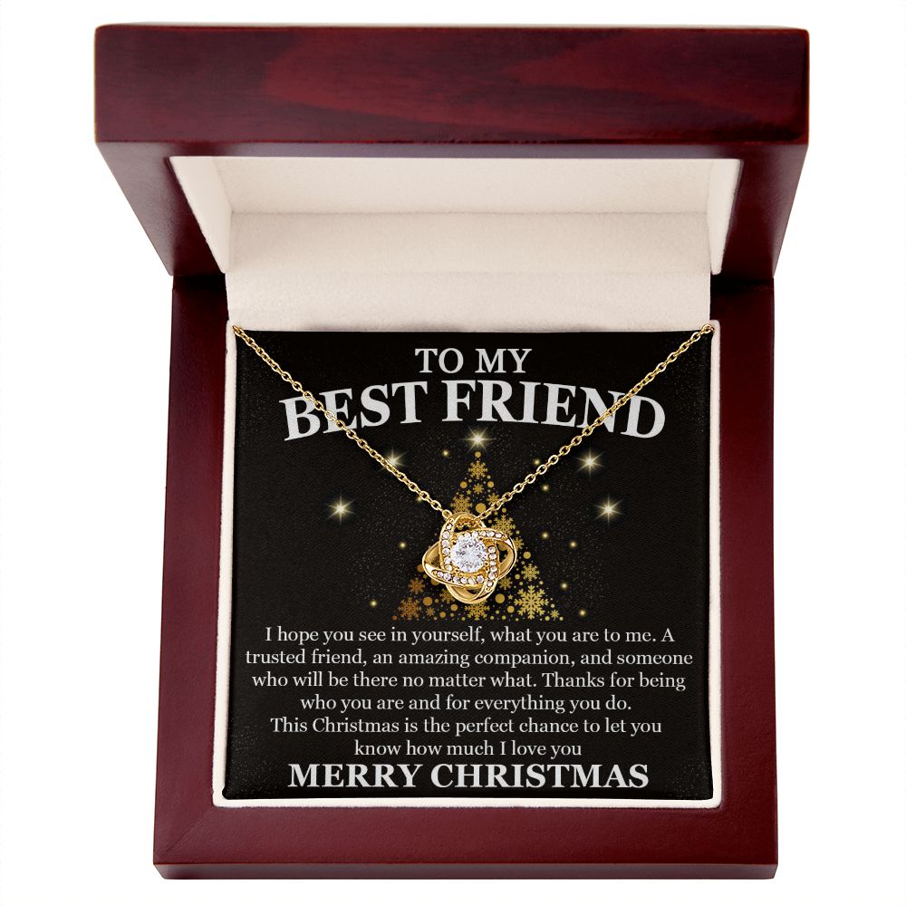 Best Friend Gold XMAS Tree Love Knot Necklace