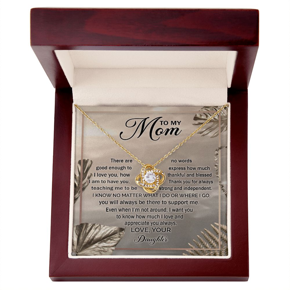 Mom Daughter No Words Love Knot Necklace