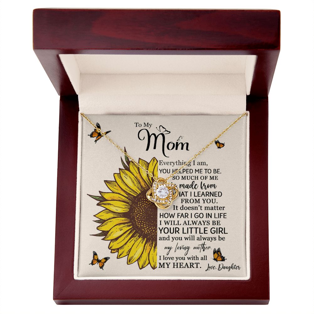 Mom Daughter Little Girl Sunflower Love Knot Necklace