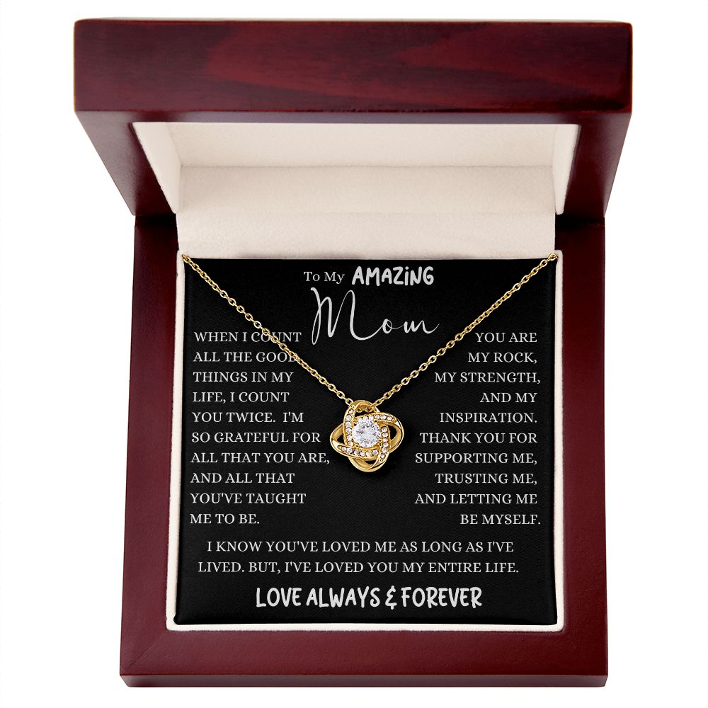 Amazing Mom Good Things Black Love Knot Necklace