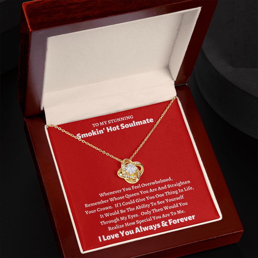 Stunning Smokin' Hot Soulmate Love Knot Necklace Red