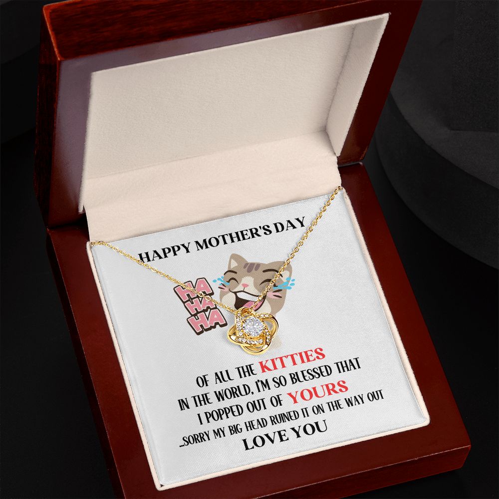 Mother's Day Your Brown Kitty Love Knot Necklace