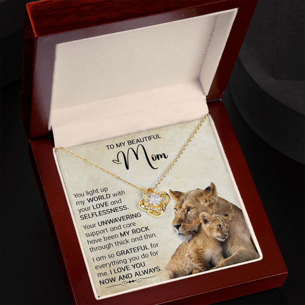 Mom Lioness My World Love Knot Necklace