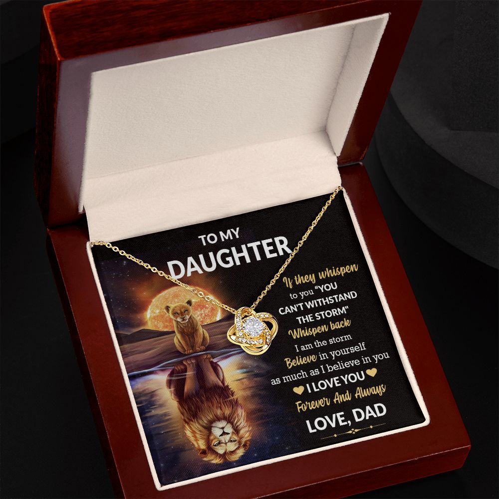 Daughter Lion Storm Whisper Love Knot Necklace