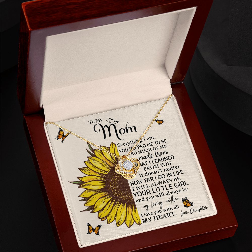 Mom Daughter Little Girl Sunflower Love Knot Necklace