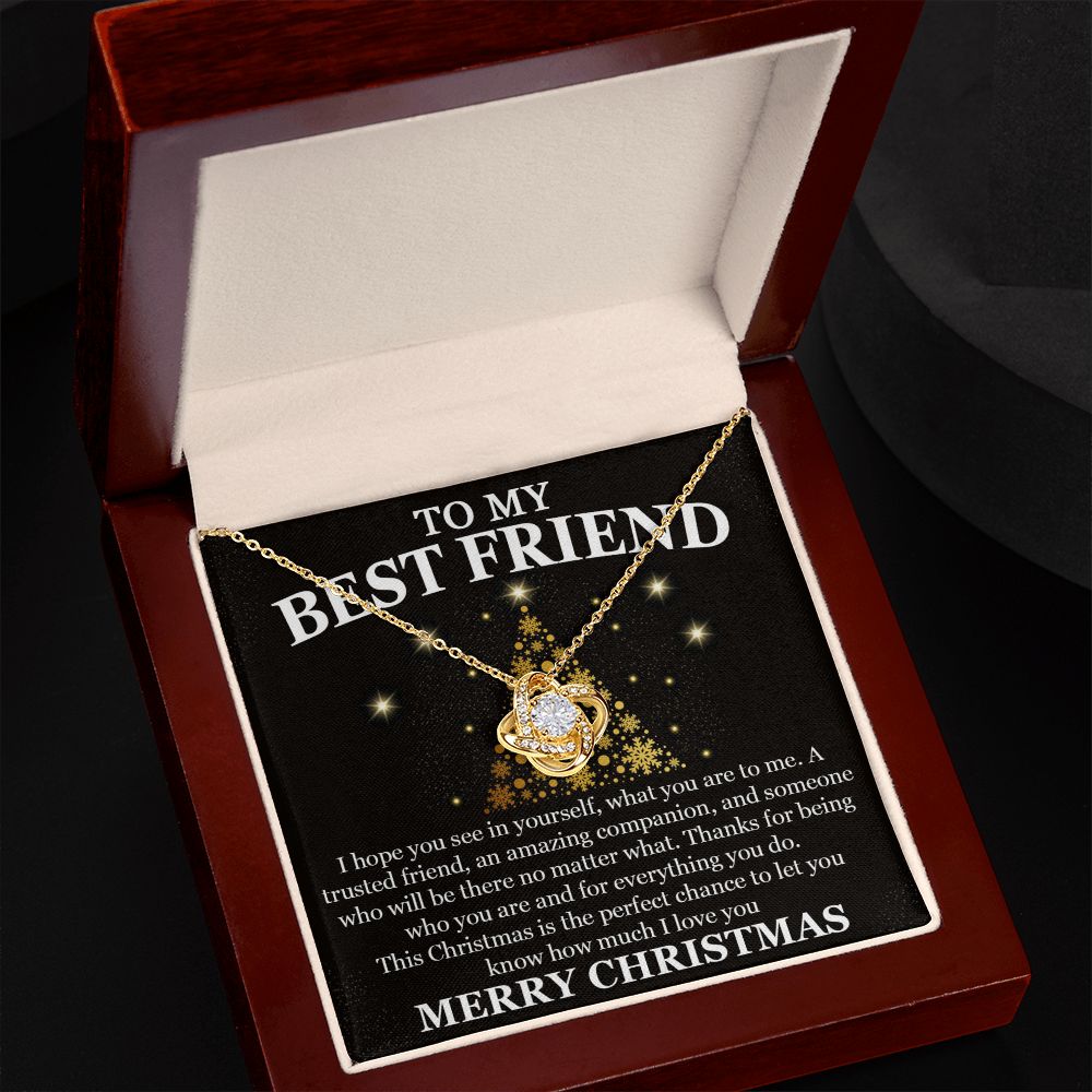 Best Friend Gold XMAS Tree Love Knot Necklace