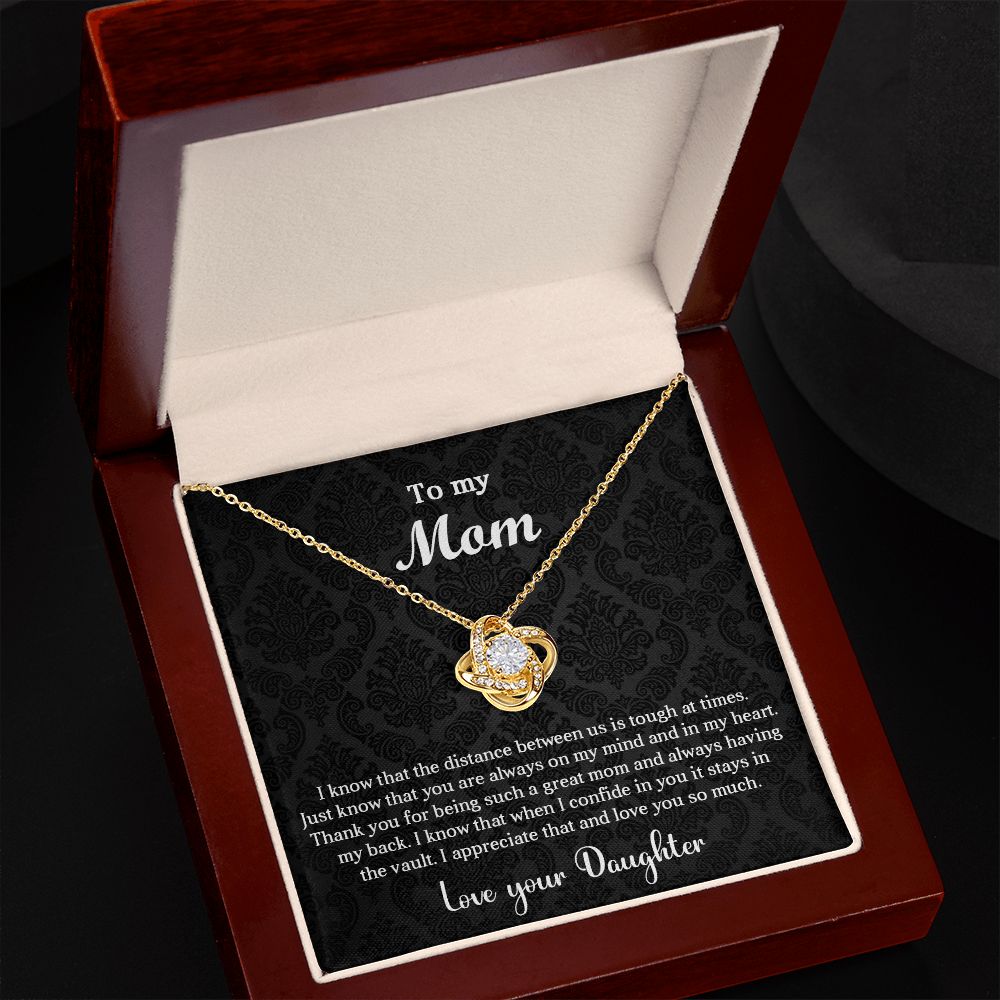 Mom Daughter Distance Love Knot Necklace