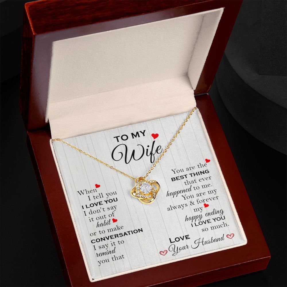 Wife Best Thing Red Hearts Love Knot Necklace