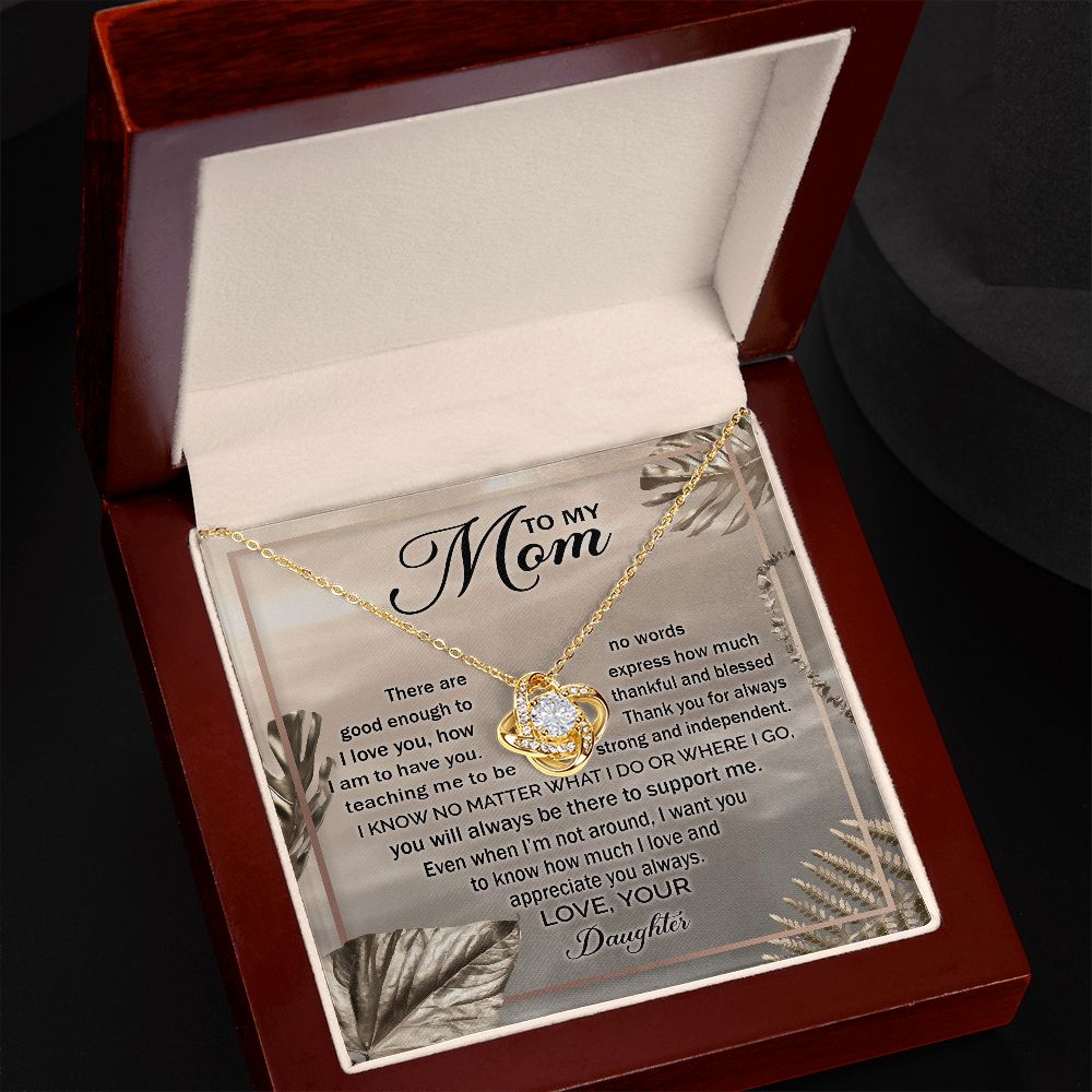 Mom Daughter No Words Love Knot Necklace
