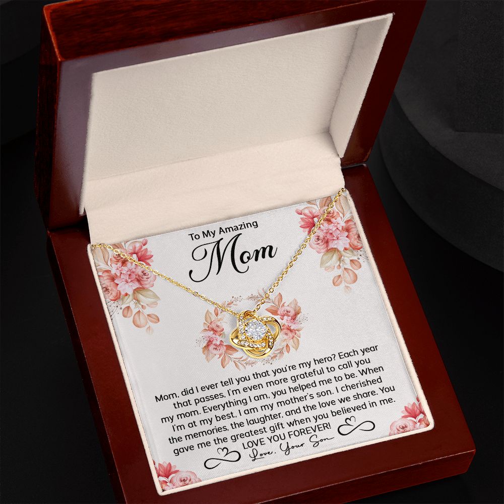 Mom Son My Hero Love Knot Necklace