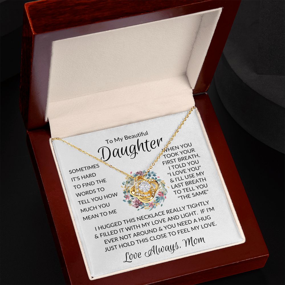 Beautiful Daughter Flower Ring Love Knot Necklace