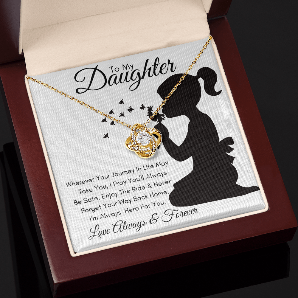 Daughter Silhouette Journey / Love Knot Necklace