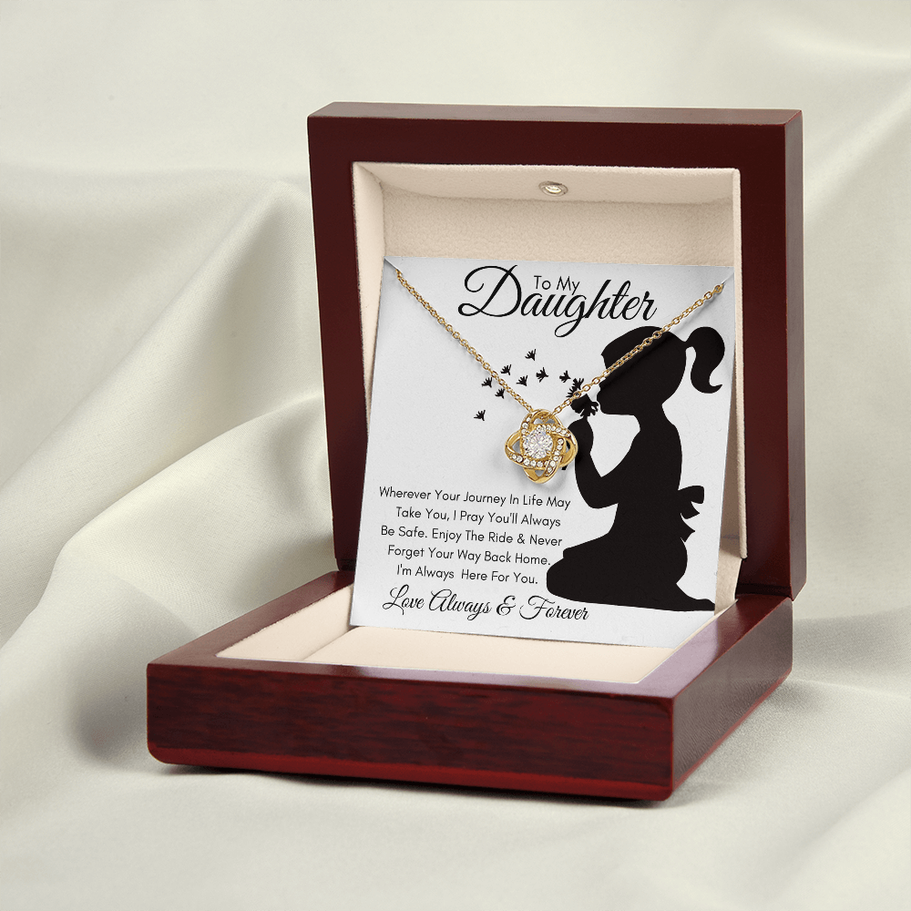 Daughter Silhouette Journey / Love Knot Necklace