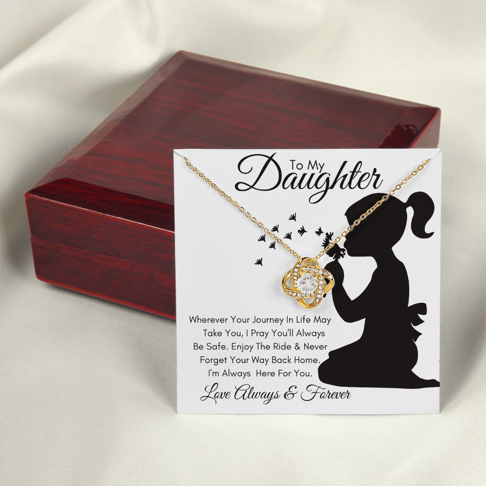 Daughter Silhouette Journey / Love Knot Necklace