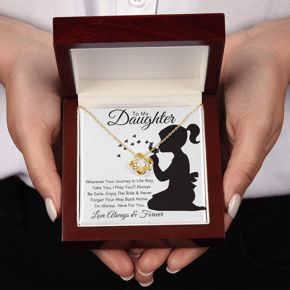 Daughter Silhouette Journey / Love Knot Necklace