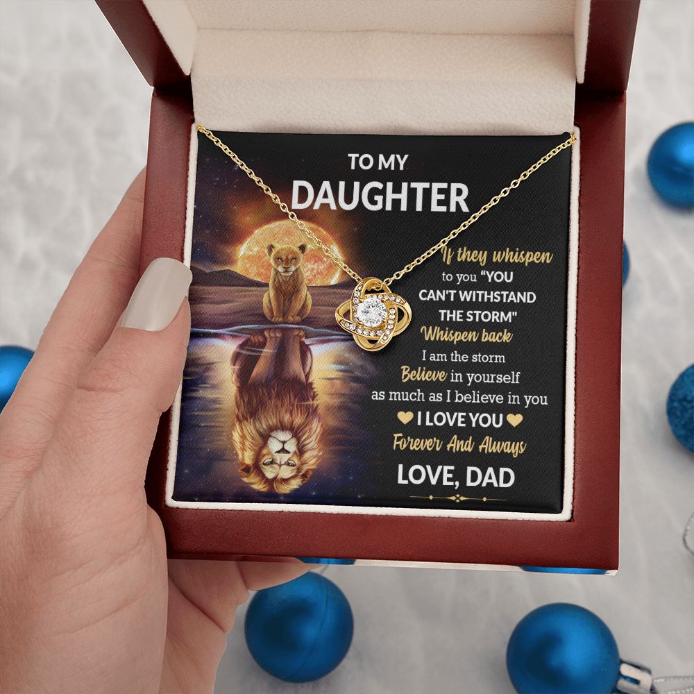 Daughter Lion Storm Whisper Love Knot Necklace