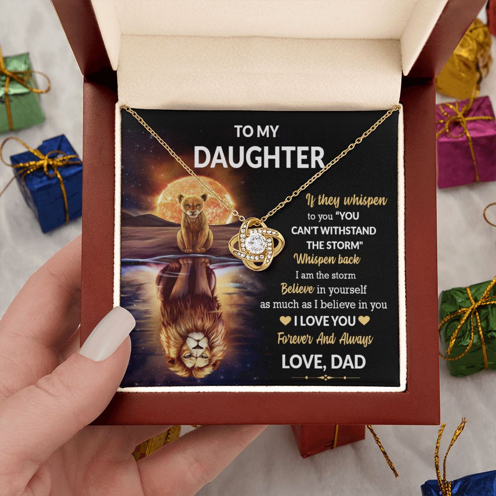 Daughter Lion Storm Whisper Love Knot Necklace