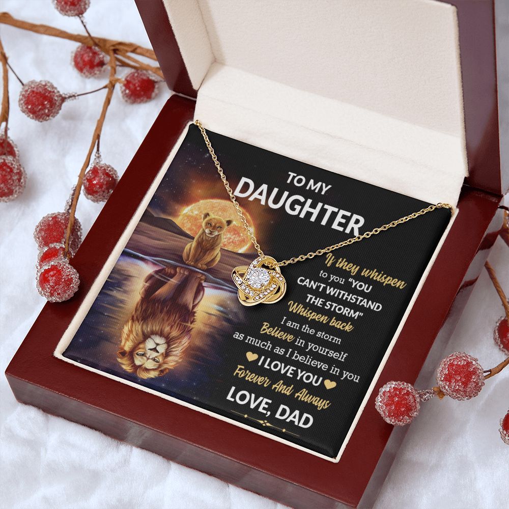 Daughter Lion Storm Whisper Love Knot Necklace