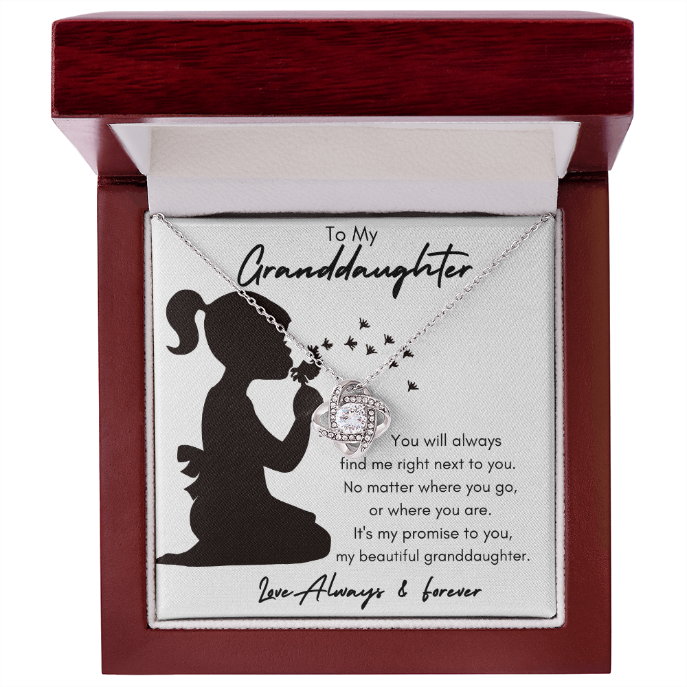 My Granddaughter Silhouette / Love Knot Necklace