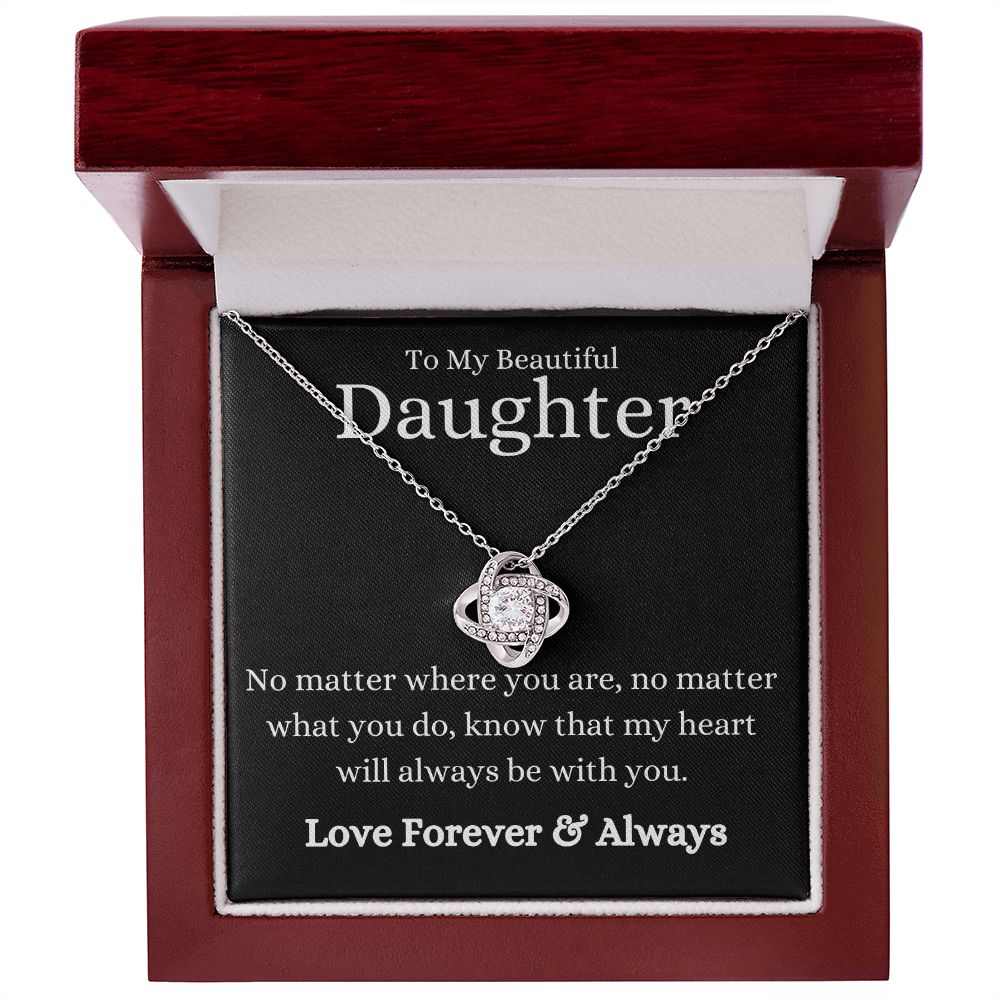 Beautiful Daughter No Matter What Black Love Knot Necklace