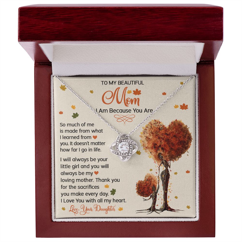 Mom Daughter I AM Love Knot Necklace