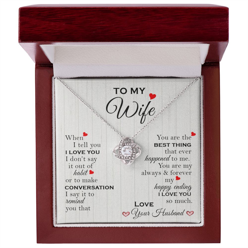 Wife Best Thing Red Hearts Love Knot Necklace