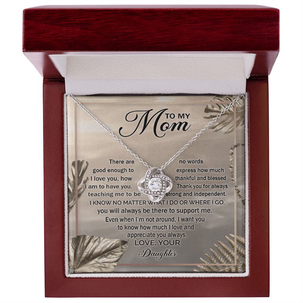 Mom Daughter No Words Love Knot Necklace