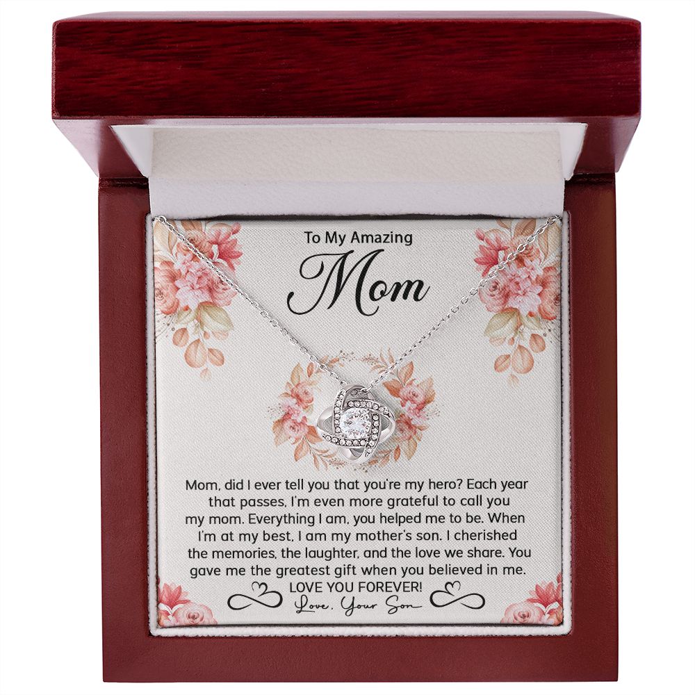 Mom Son My Hero Love Knot Necklace
