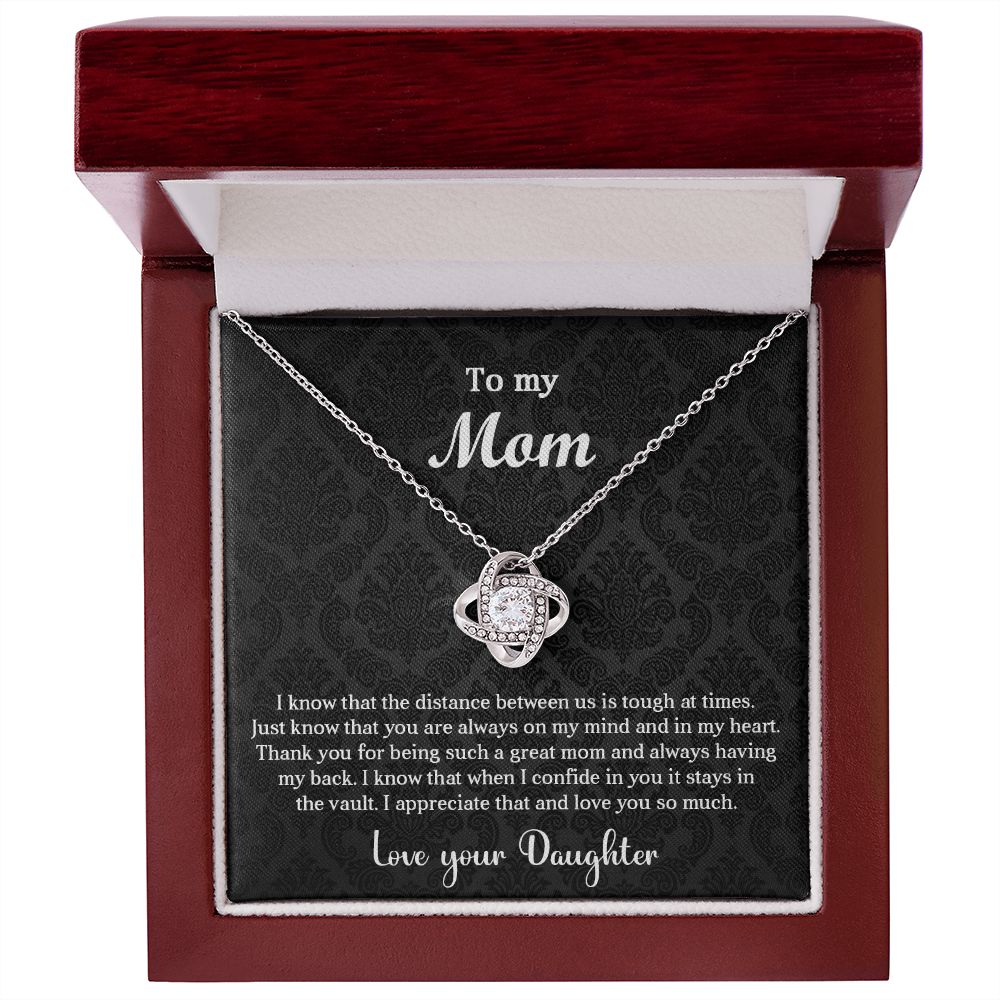 Mom Daughter Distance Love Knot Necklace