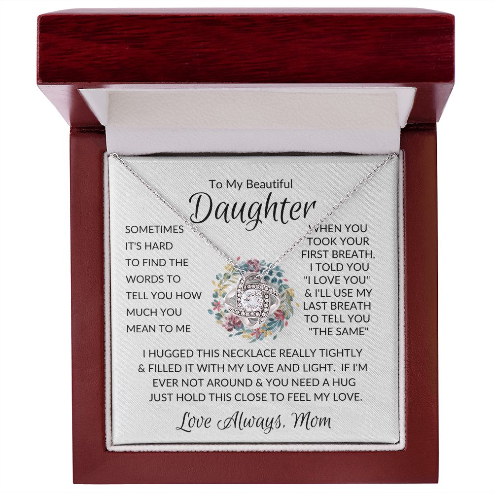 Beautiful Daughter Flower Ring Love Knot Necklace