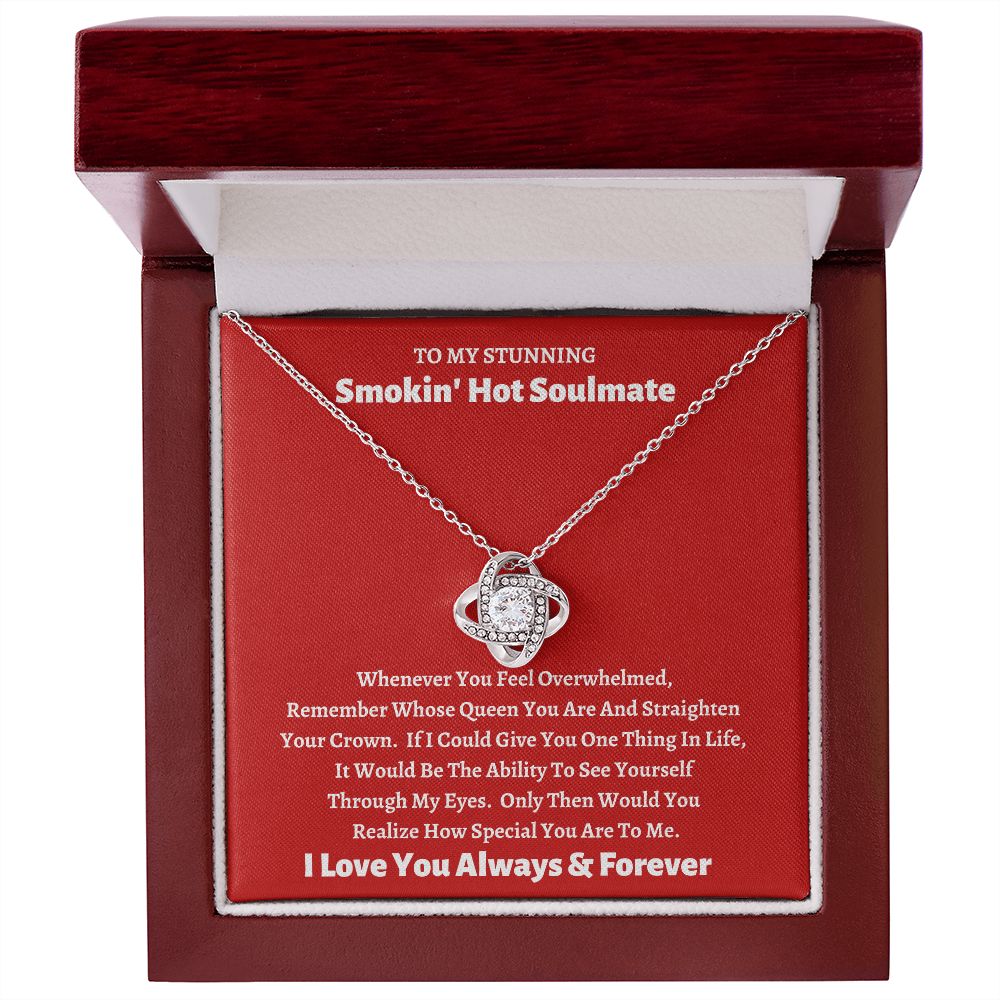 Stunning Smokin' Hot Soulmate Love Knot Necklace Red