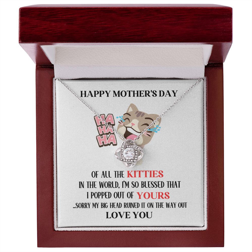 Mother's Day Your Brown Kitty Love Knot Necklace