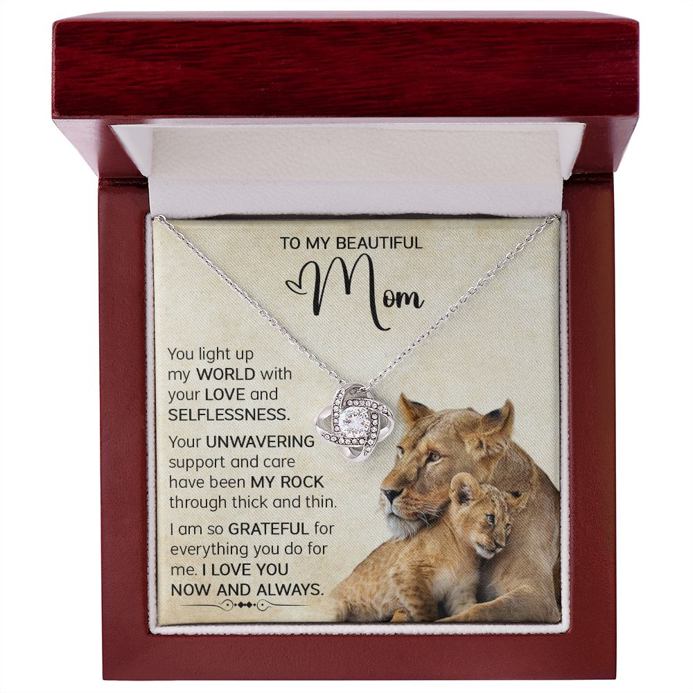 Mom Lioness My World Love Knot Necklace
