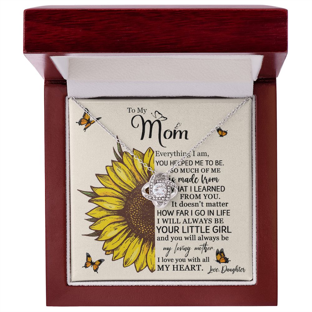 Mom Daughter Little Girl Sunflower Love Knot Necklace