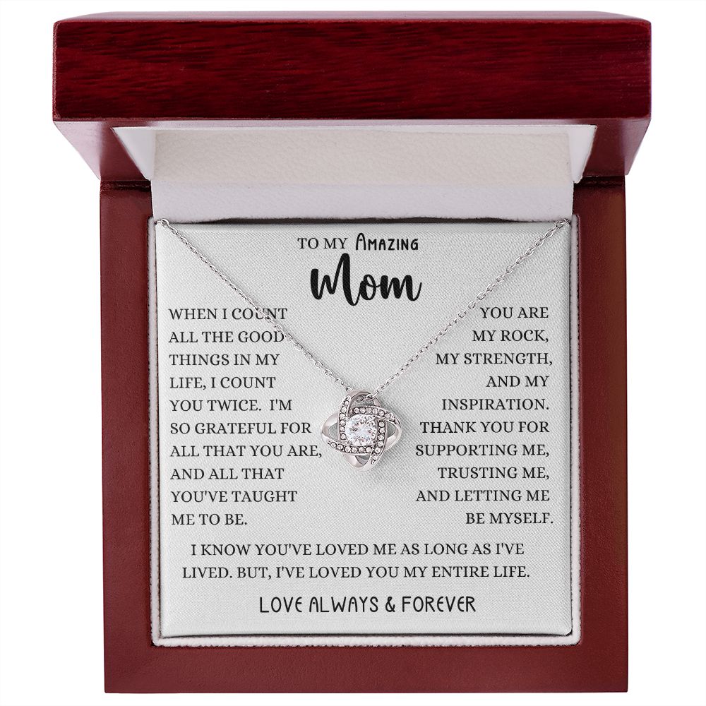 Amazing Mom Good Things Love Knot Necklace