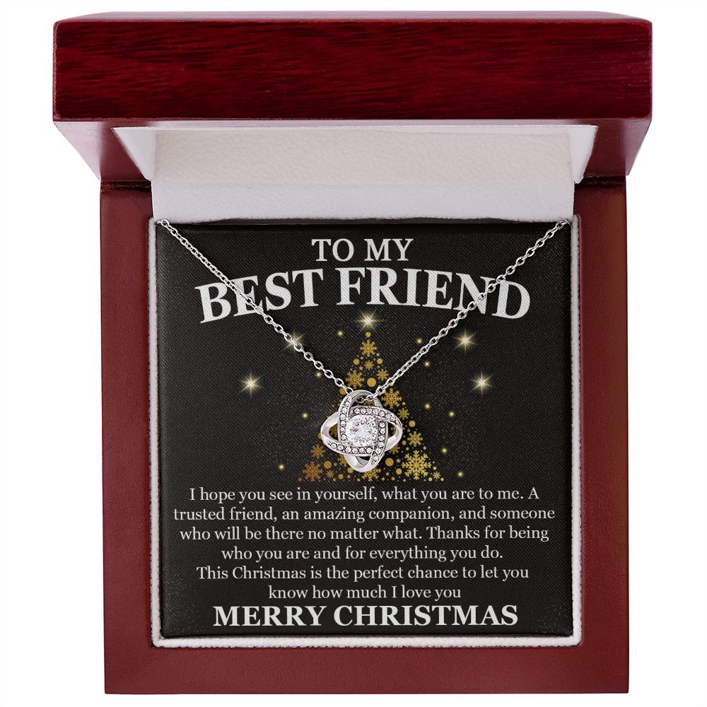 Best Friend Gold XMAS Tree Love Knot Necklace