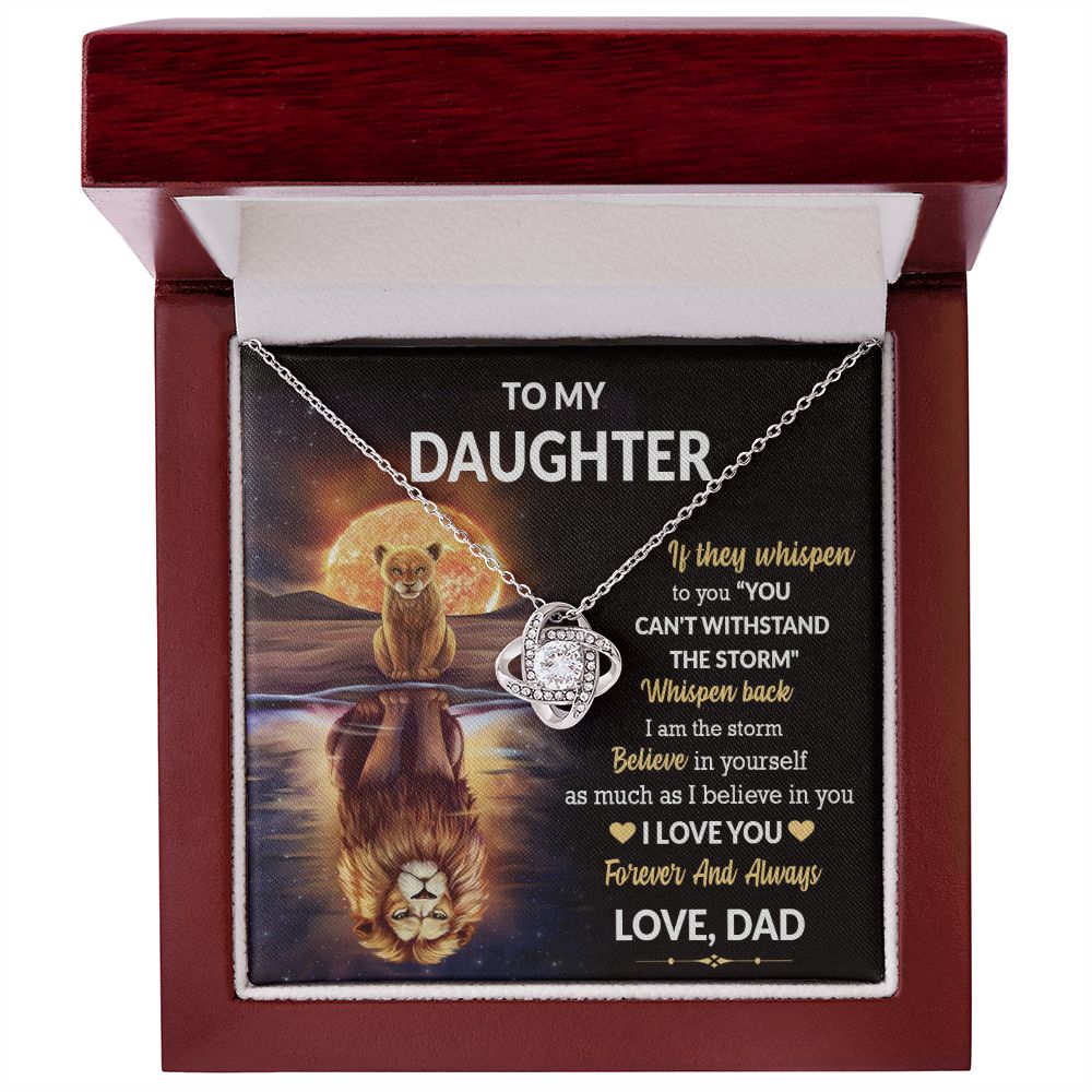Daughter Lion Storm Whisper Love Knot Necklace