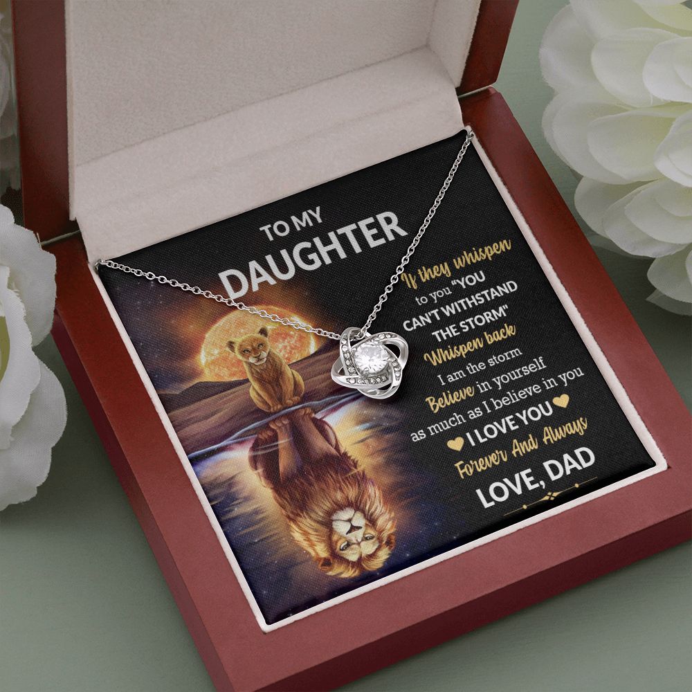Daughter Lion Storm Whisper Love Knot Necklace