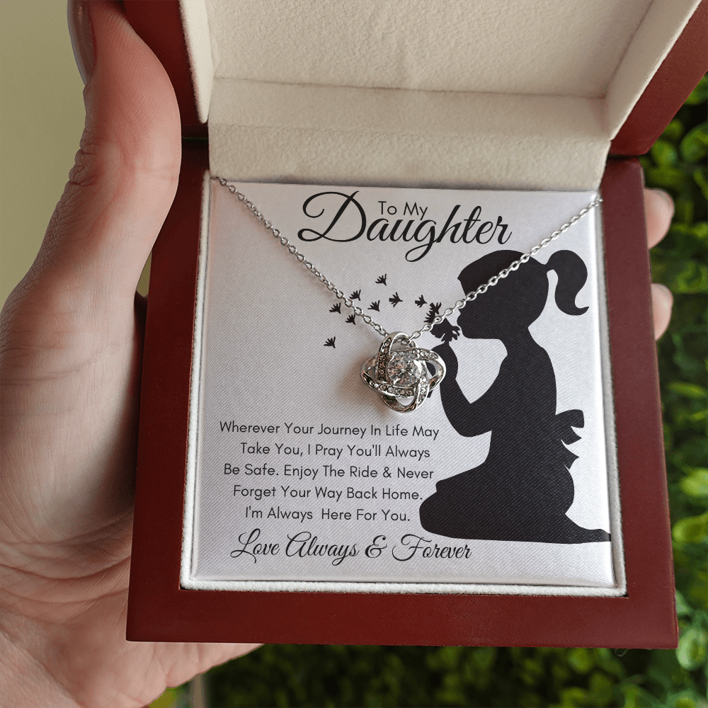 Daughter Silhouette Journey / Love Knot Necklace