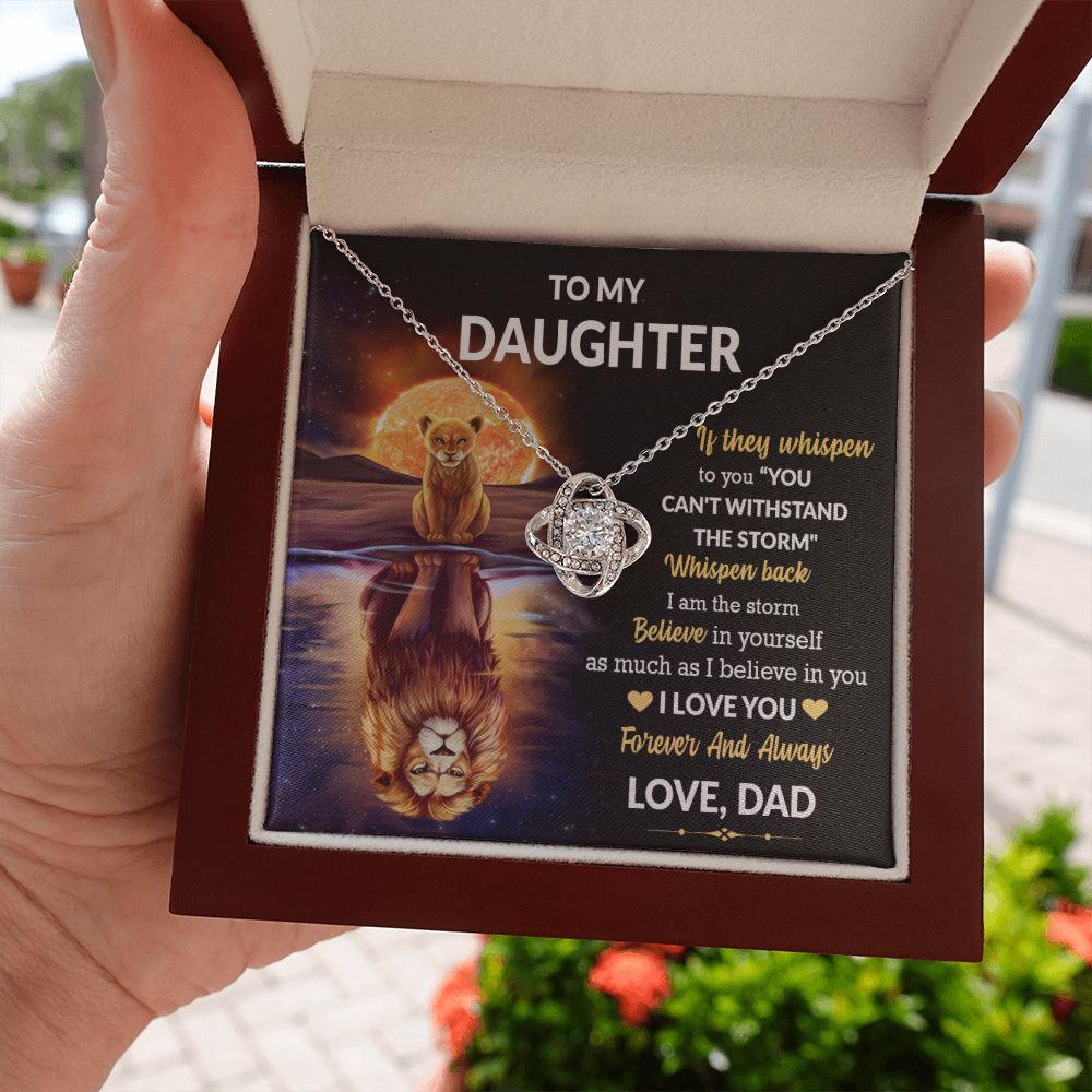 Daughter Lion Storm Whisper Love Knot Necklace