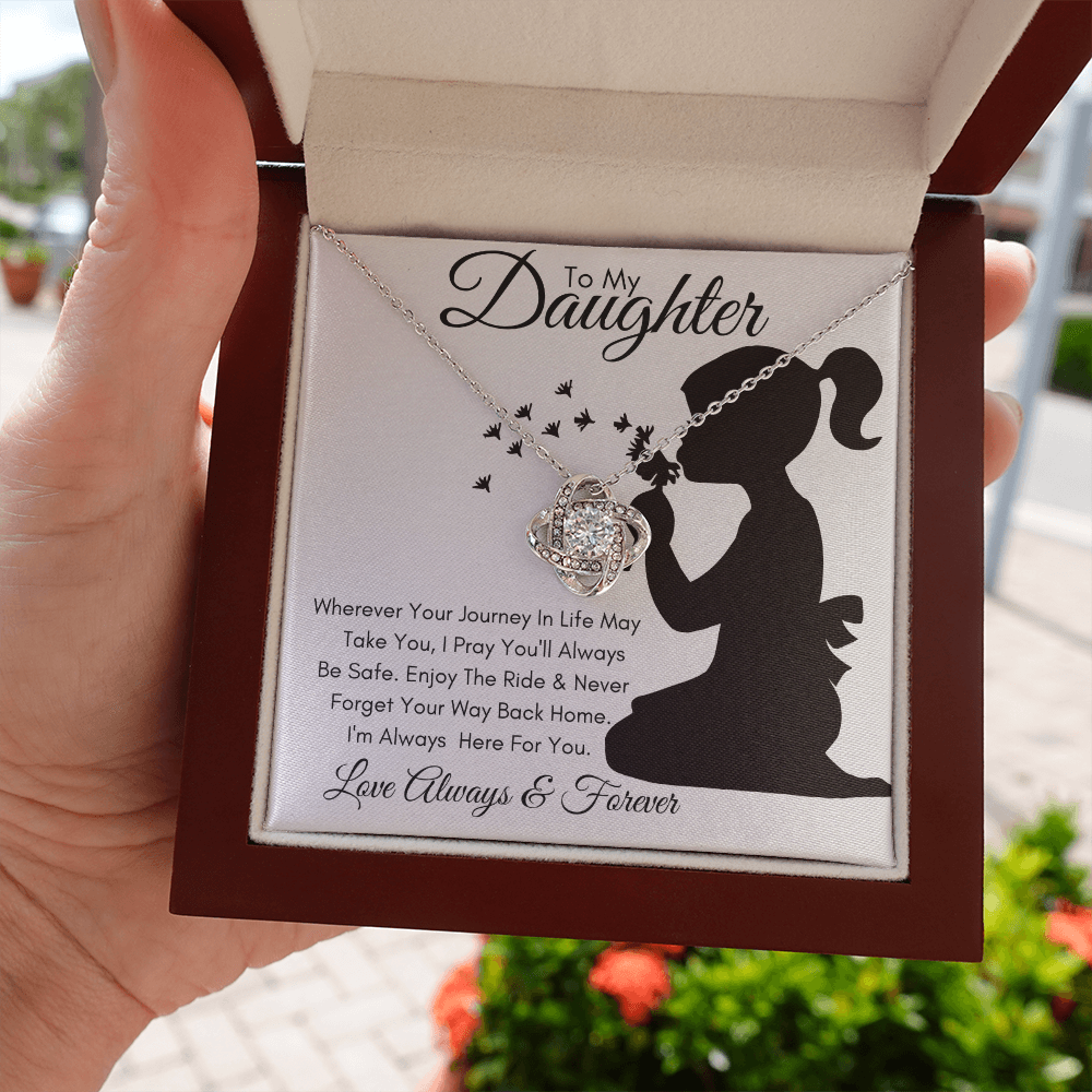 Daughter Silhouette Journey / Love Knot Necklace