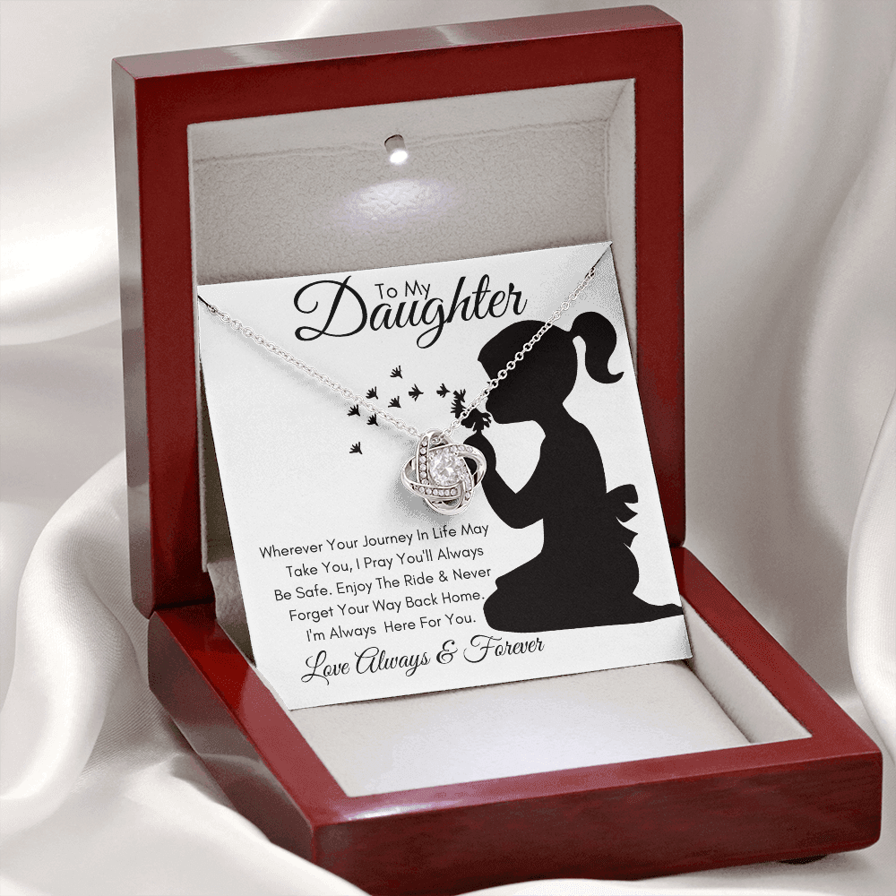 Daughter Silhouette Journey / Love Knot Necklace