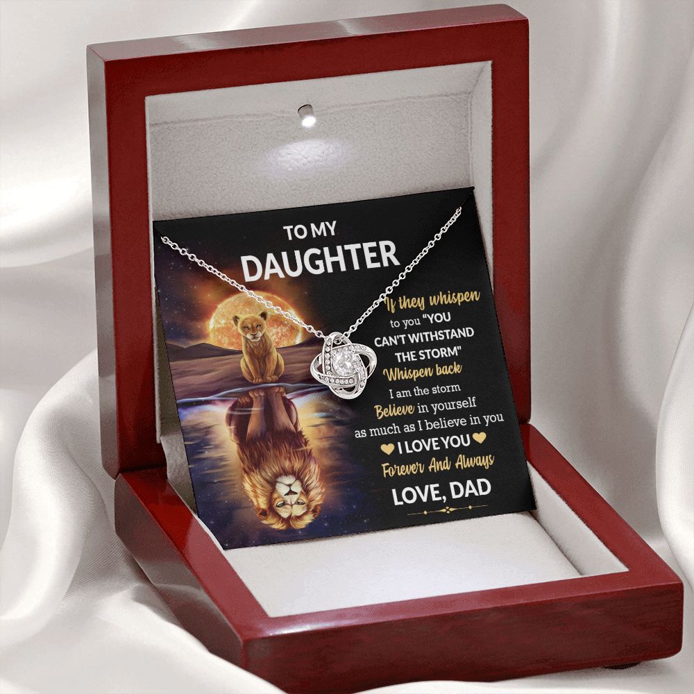 Daughter Lion Storm Whisper Love Knot Necklace