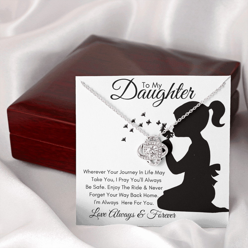Daughter Silhouette Journey / Love Knot Necklace