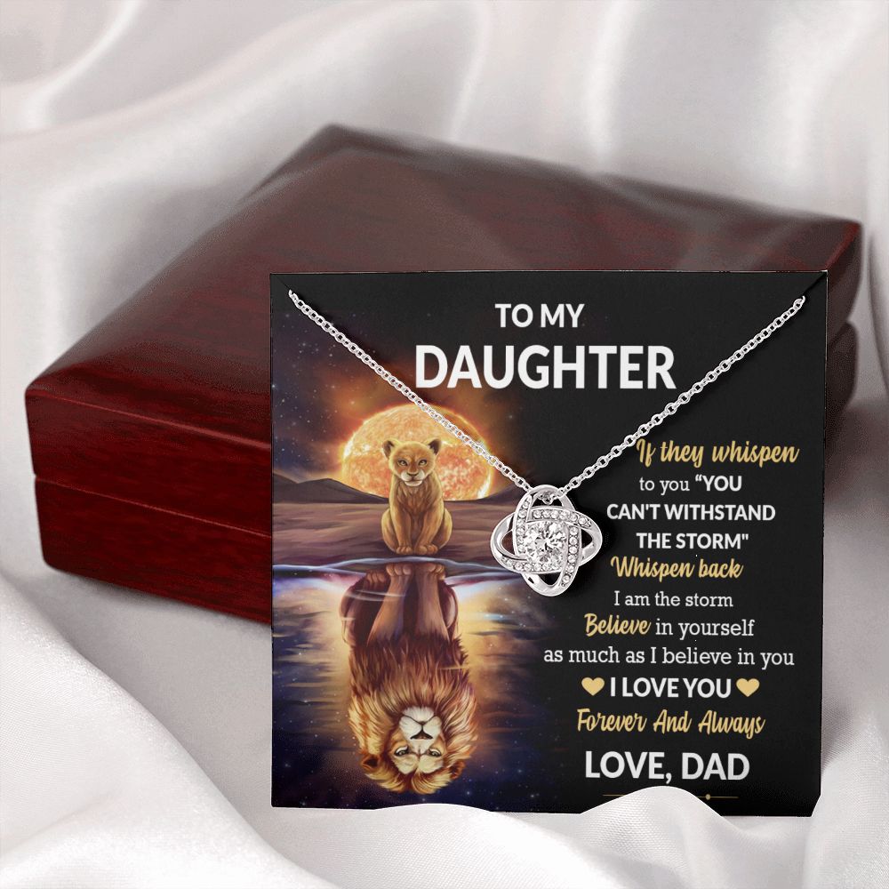 Daughter Lion Storm Whisper Love Knot Necklace