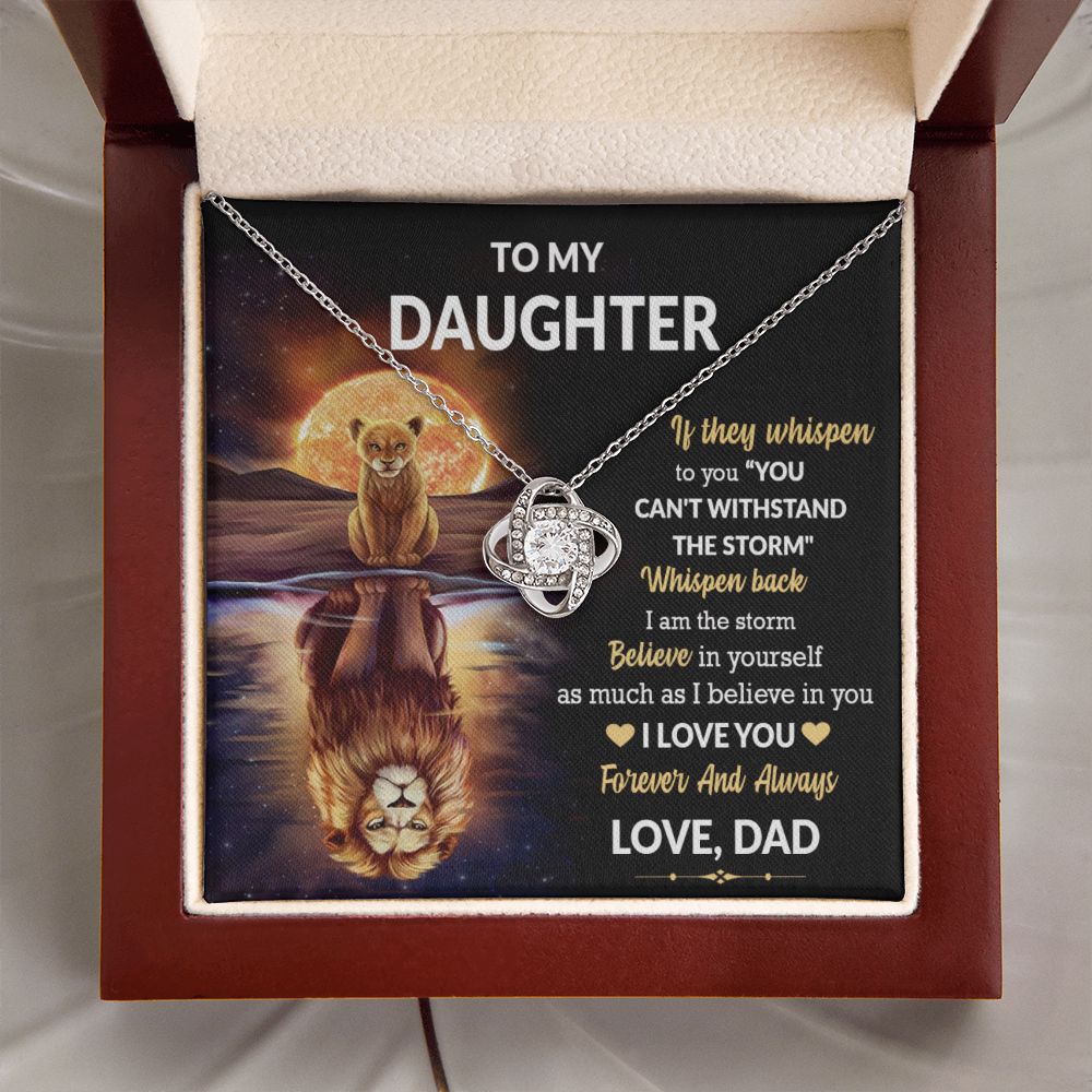 Daughter Lion Storm Whisper Love Knot Necklace