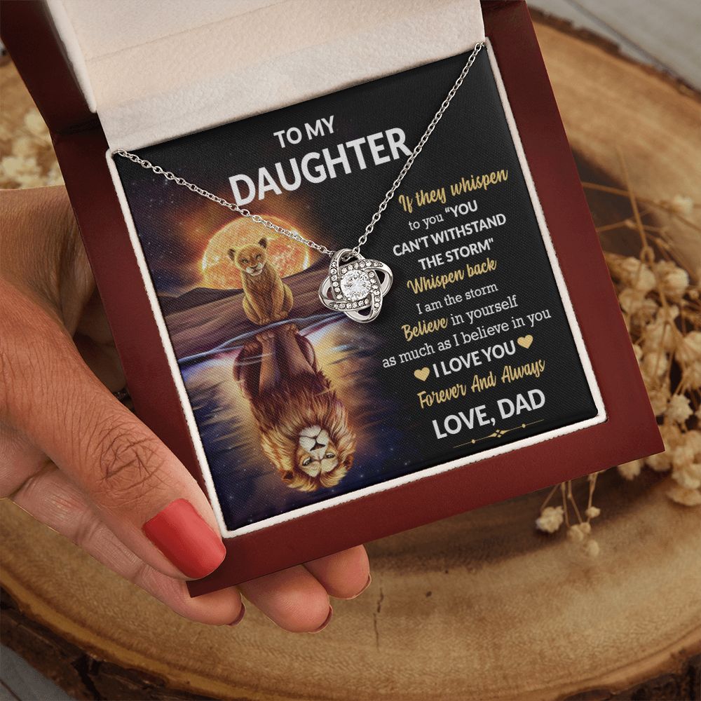 Daughter Lion Storm Whisper Love Knot Necklace